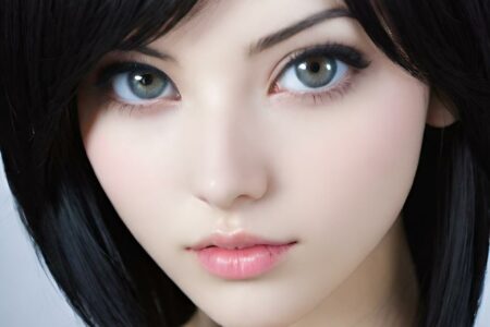 AI girl with black hair wallpaper