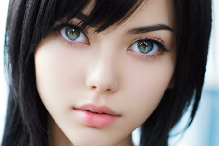 AI girl with black hair wallpaper
