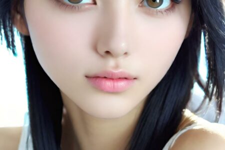 AI girl with black hair wallpaper