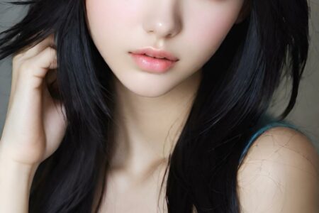 AI girl with black hair wallpaper