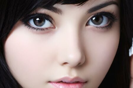 AI girl with black hair wallpaper