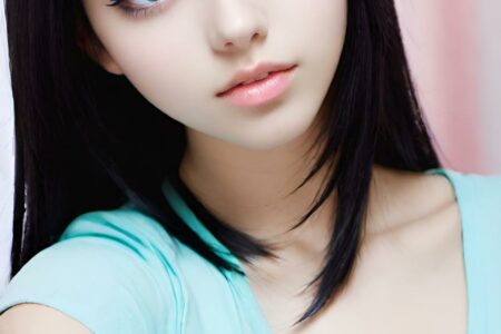 AI girl with black hair wallpaper
