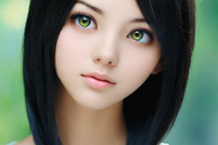 AI girl with black hair wallpaper