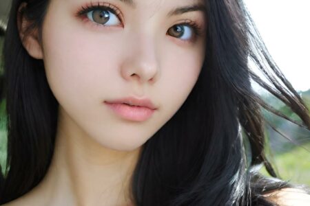 AI girl with black hair wallpaper