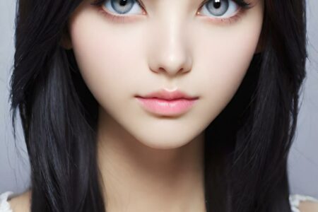 AI girl with black hair wallpaper