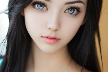 AI girl with black hair wallpaper