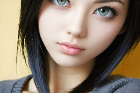 AI girl with black hair wallpaper