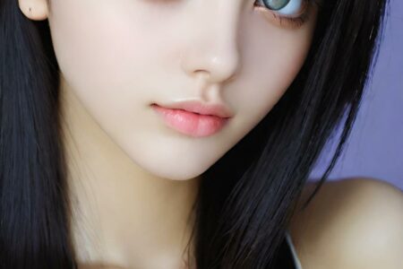 AI girl with black hair wallpaper