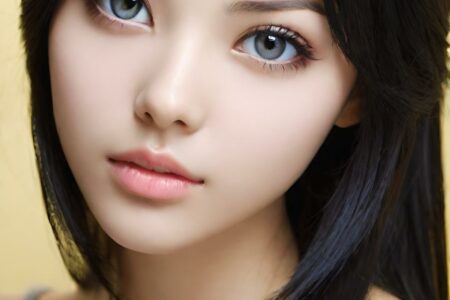 AI girl with black hair wallpaper