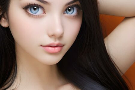 AI girl with black hair wallpaper