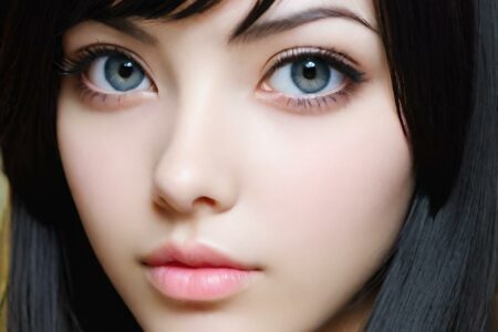AI girl with black hair wallpaper