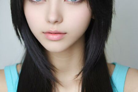 AI girl with black hair wallpaper