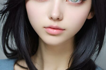AI girl with black hair wallpaper