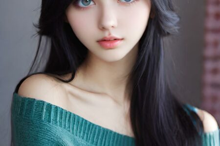 AI girl with black hair wallpaper