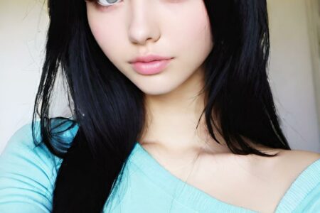 AI girl with black hair wallpaper