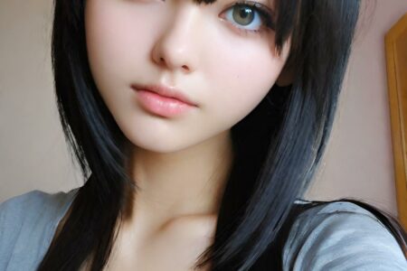 AI girl with black hair wallpaper