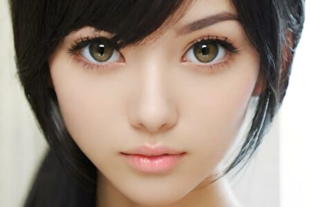 AI girl with black hair wallpaper