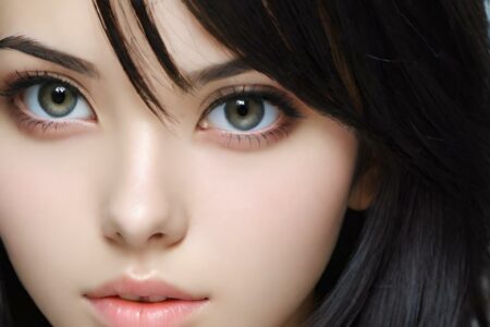 AI girl with black hair wallpaper