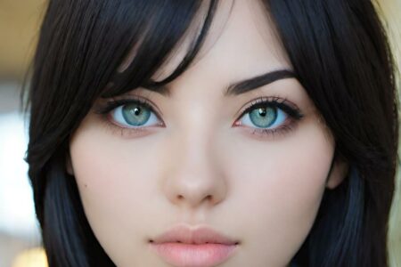 AI girl with black hair wallpaper