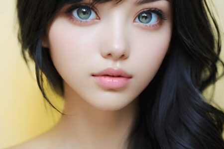 AI girl with black hair wallpaper