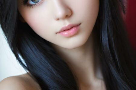 AI girl with black hair wallpaper