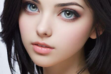 AI girl with black hair wallpaper
