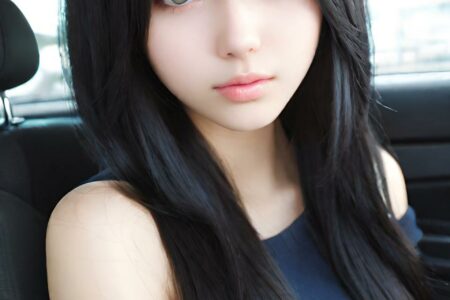 AI girl with black hair wallpaper