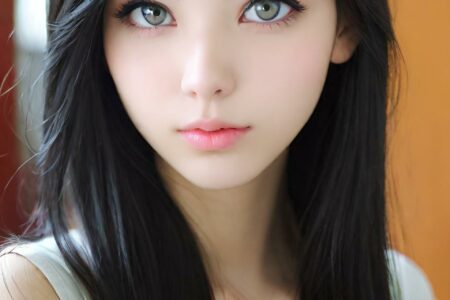 AI girl with black hair wallpaper