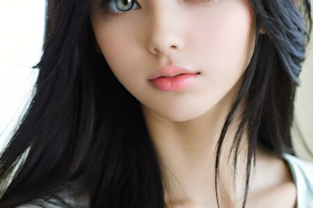 AI girl with black hair wallpaper