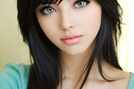 AI girl with black hair wallpaper