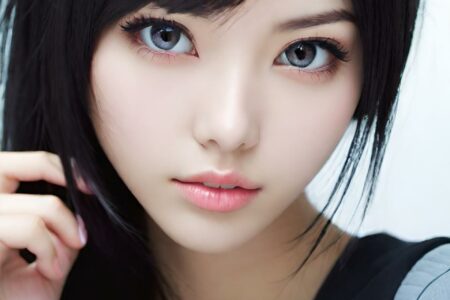 AI girl with black hair wallpaper