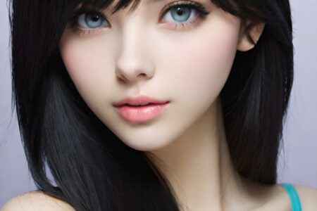 AI girl with black hair wallpaper