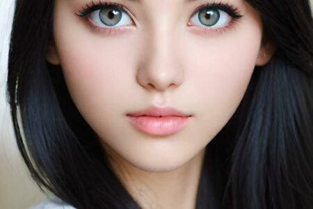 AI girl with black hair wallpaper
