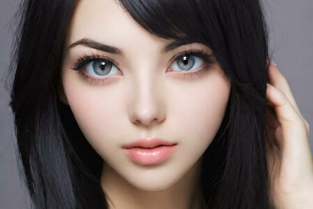 AI girl with black hair wallpaper
