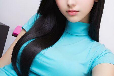 AI girl with black hair wallpaper