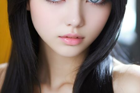 AI girl with black hair wallpaper
