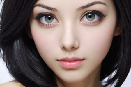 AI girl with black hair wallpaper