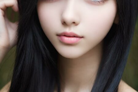 AI girl with black hair wallpaper