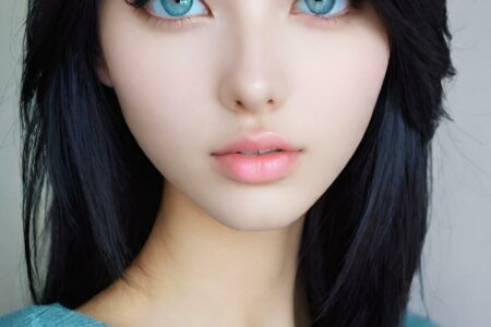 AI girl with black hair wallpaper