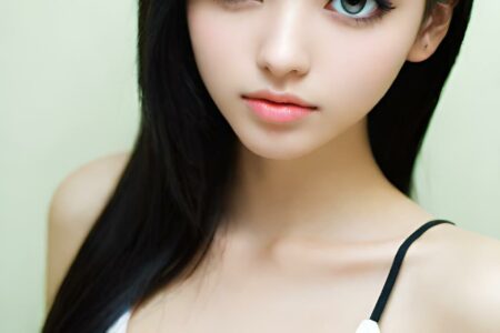 AI girl with black hair wallpaper
