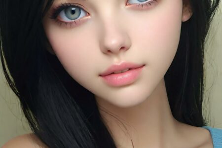 AI girl with black hair wallpaper