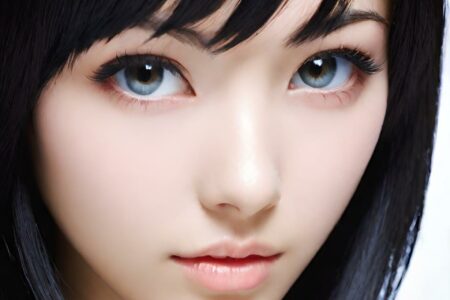 AI girl with black hair wallpaper
