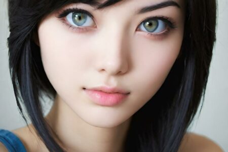 AI girl with black hair wallpaper