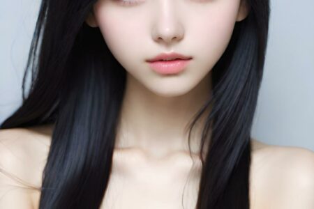 AI girl with black hair wallpaper