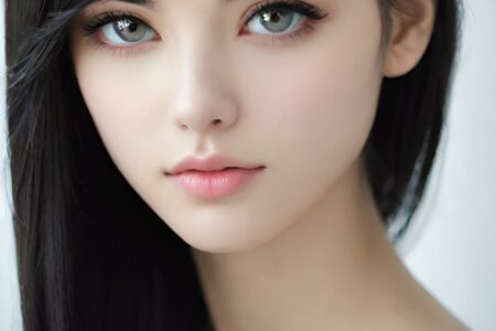 AI girl with black hair wallpaper
