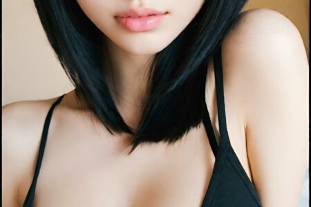 AI girl with black hair wallpaper