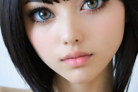 AI girl with black hair wallpaper