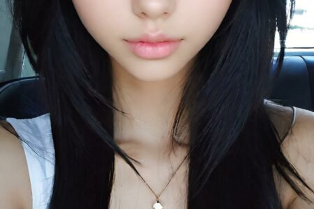 AI girl with black hair wallpaper