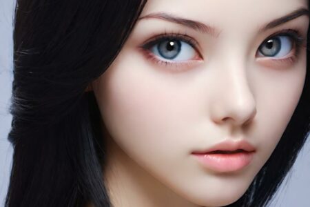 AI girl with black hair wallpaper