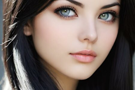 AI girl with black hair wallpaper
